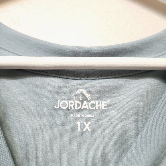 Jordache Tshirt Size 1x Cold Shoulder Horse Green Blue Women Western Cowgirl - Picture 8 of 10